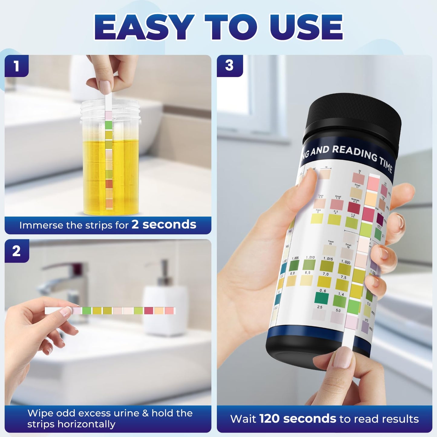 NewPos Urine Test Strips 10-in-1 | 125 CT Full Panel for UTI, Kidney & Liver Function at Home