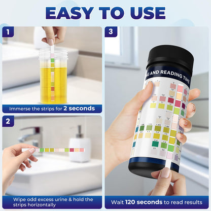 NewPos Urine Test Strips 10-in-1 | 125 CT Full Panel for UTI, Kidney & Liver Function at Home