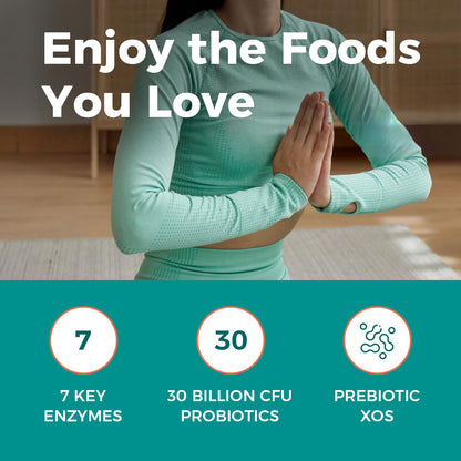 NewRhythm Digestive Enzymes 245 mg with Probiotics & Prebiotics - Plant Based, 7 Key Enzymes, 60 Vegan Capsules