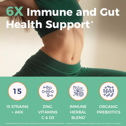 NewRhythm Probiotics for Immune Support – 30B CFU, 16 Strains, Akkermansia, Zinc, Vitamin C & D3 | Non-GMO | 30 Capsules