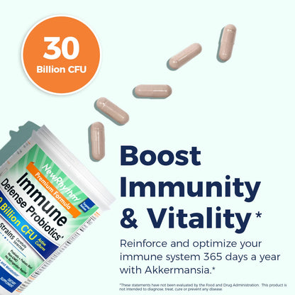 NewRhythm Probiotics for Immune Support – 30B CFU, 16 Strains, Akkermansia, Zinc, Vitamin C & D3 | Non-GMO | 30 Capsules