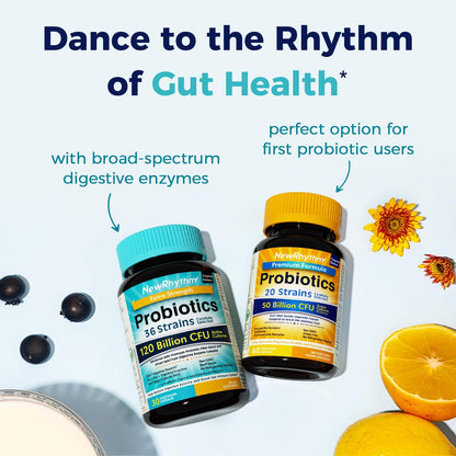 NewRhythm Probiotics 120B CFU | 36 Strains | Digestive Health & Immune Support | 30ct