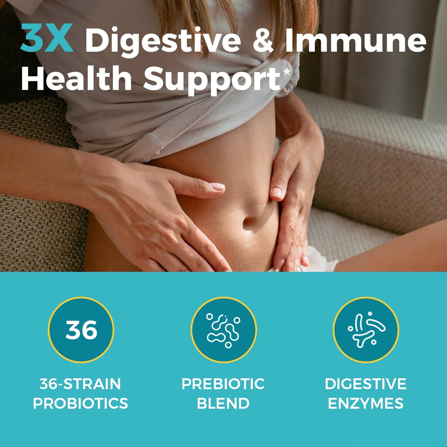 NewRhythm Probiotics 120B CFU | 36 Strains | Digestive Health & Immune Support | 30ct