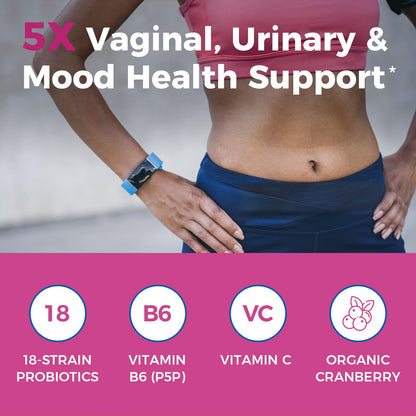 NewRhythm Probiotics for Women – 100B CFU, Cranberry, P5P, 60 Capsules