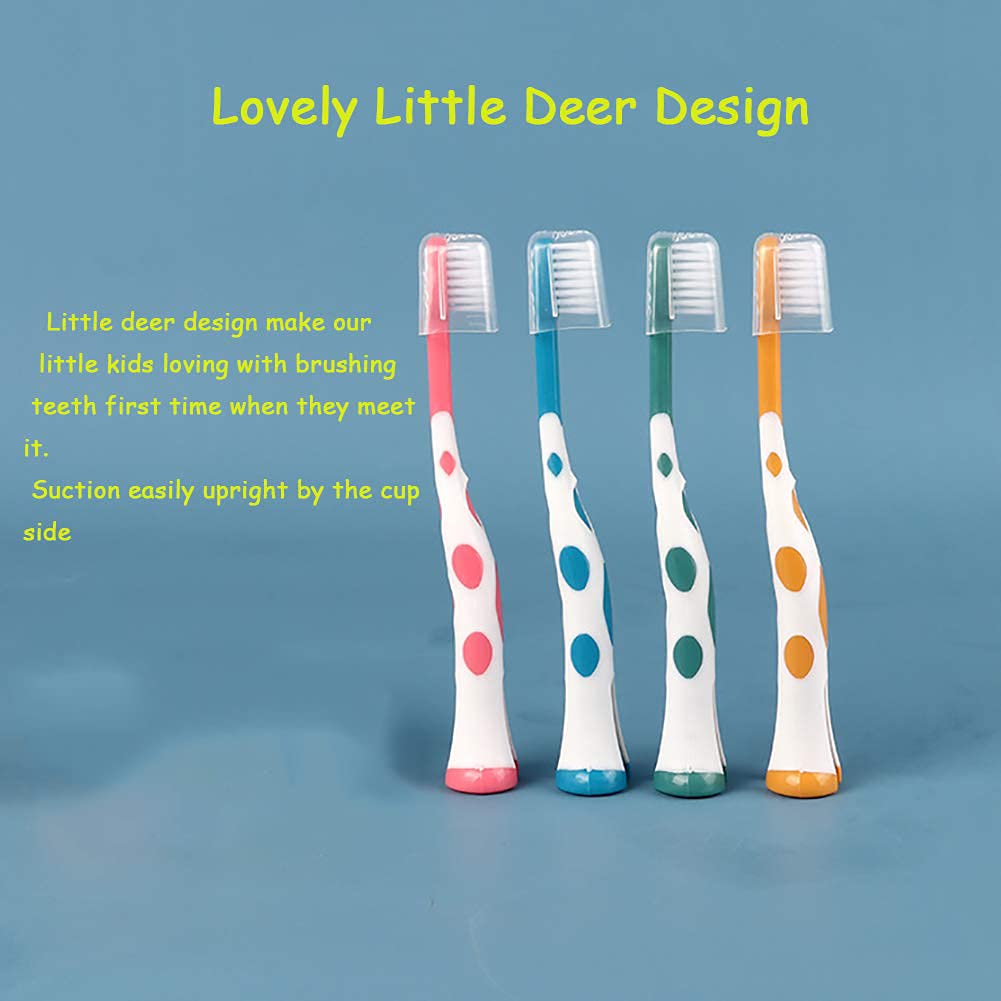 Newrichbee 8-Pack Kids Toothbrushes - Ultra-Soft Deer Design (Ages 2-8)