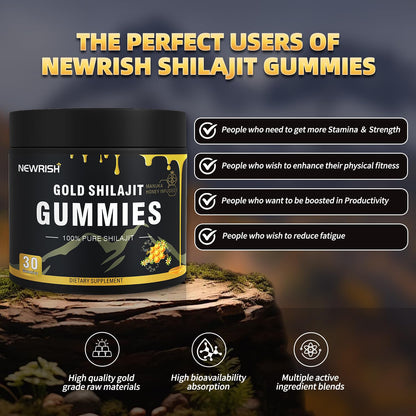 Newrish Shilajit Gummies with Manuka Honey – 30 Gummies | 85+ Trace Minerals