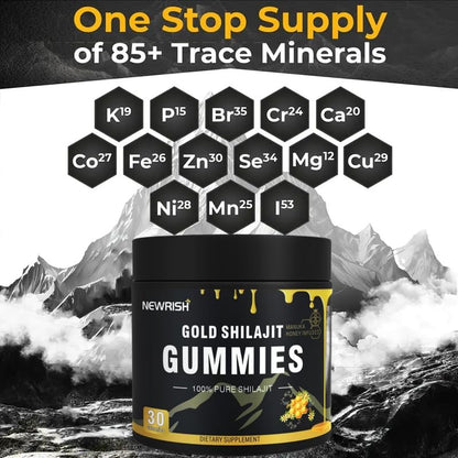 Newrish Shilajit Gummies with Manuka Honey – 30 Gummies | 85+ Trace Minerals