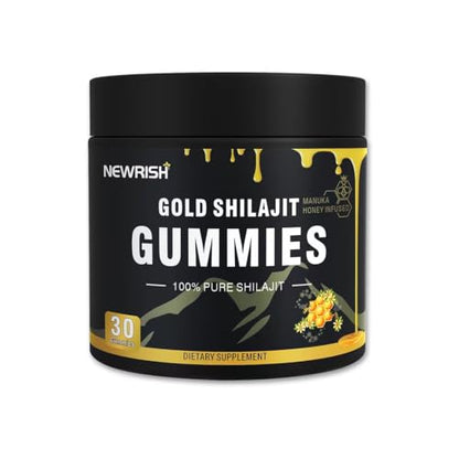 Newrish Shilajit Gummies with Manuka Honey – 30 Gummies | 85+ Trace Minerals