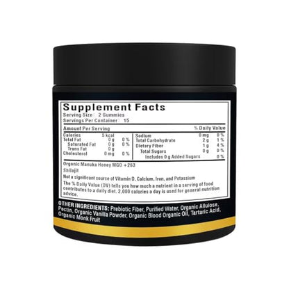 Newrish Shilajit Gummies with Manuka Honey – 30 Gummies | 85+ Trace Minerals