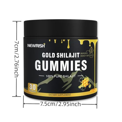 Newrish Shilajit Gummies with Manuka Honey – 30 Gummies | 85+ Trace Minerals