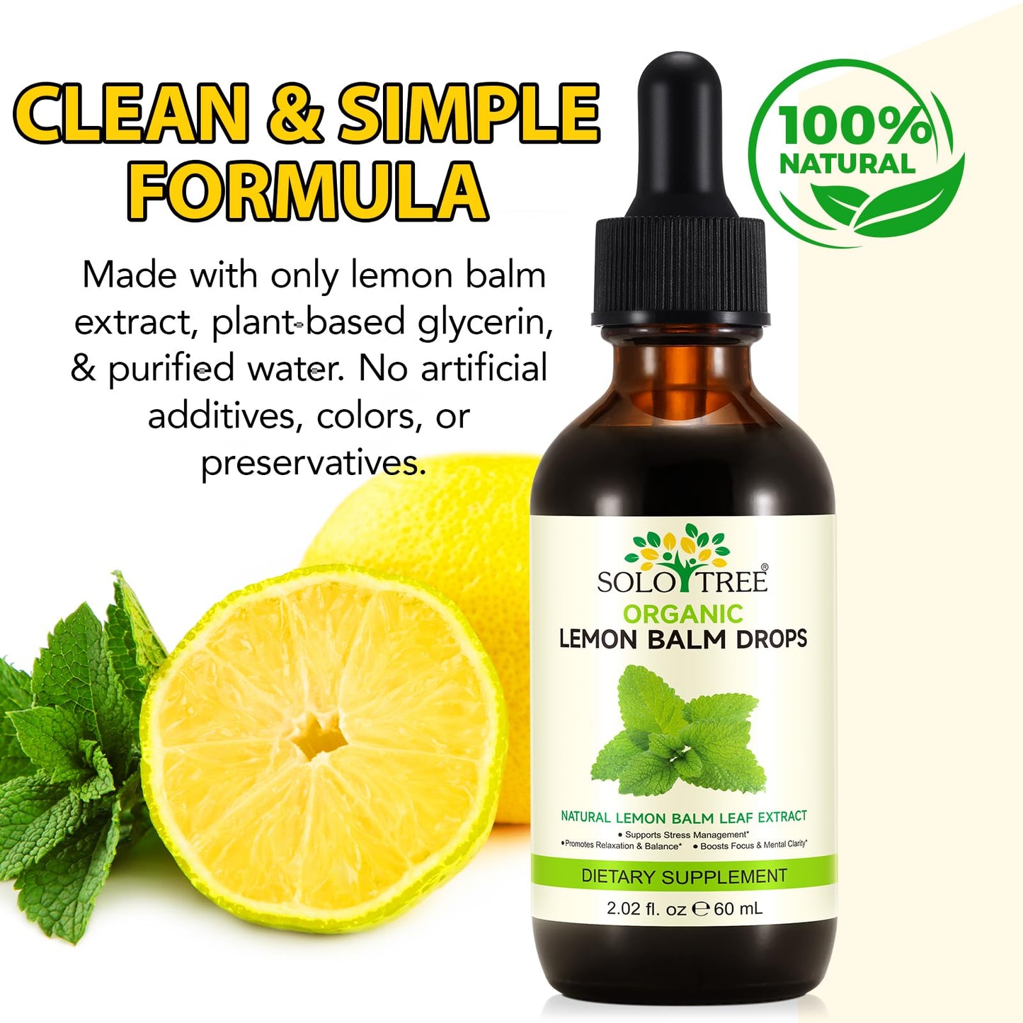 Newseel Lemon Balm Drops – Organic Lemon Balm Extract for Mood Support | Vegan, Gluten Free, Non-GMO | 2.02 fl oz