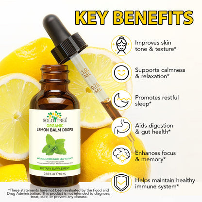 Newseel Lemon Balm Drops – Organic Lemon Balm Extract for Mood Support | Vegan, Gluten Free, Non-GMO | 2.02 fl oz