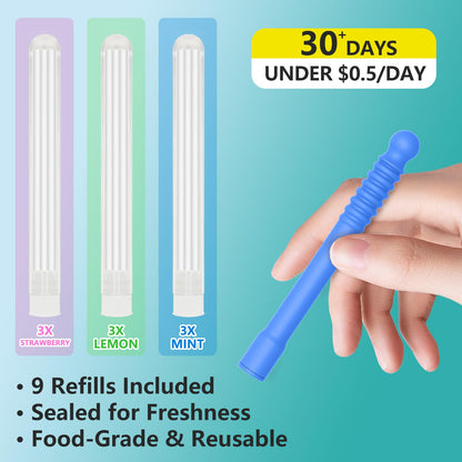 NEWUPGRADED Chewable Essential Oil Breath Stick – 9 Refills, Long-Lasting Freshness, BPA-Free