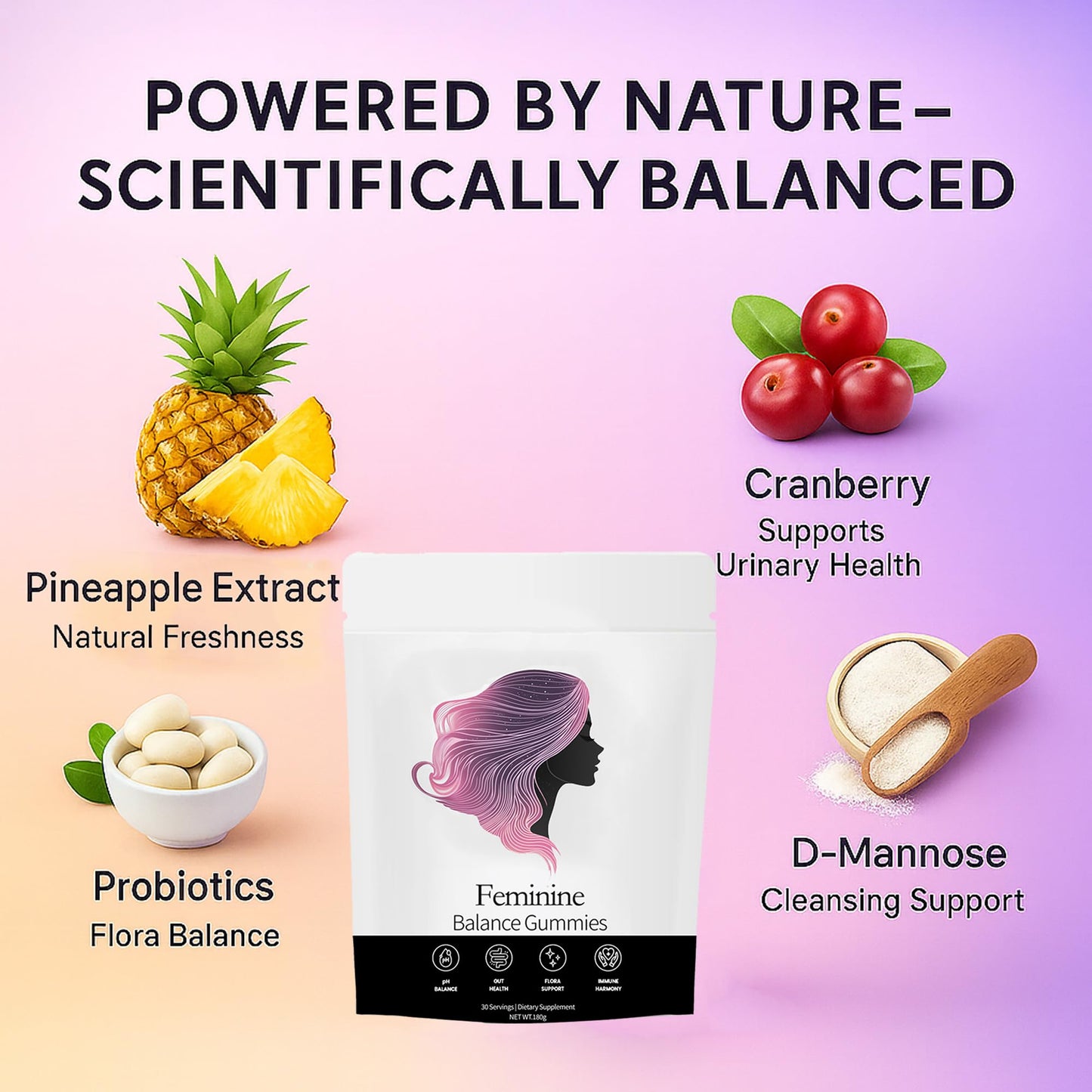 NEWUREHO Nuora Feminine Balance Gummies – Pineapple Probiotics for Women, 60 Gummies