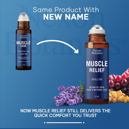 Muscle Relief Essential Oil Roll-On 10 ml by Nexon Botanics – Pure & Natural Prediluted Blend
