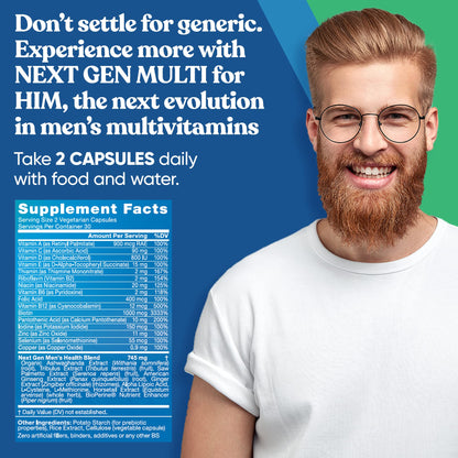 Next Gen Multi for Him – 26-in-1 Advanced Men’s Multivitamin (60 Veg Capsules)