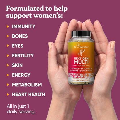 Next Gen Multivitamin for Women – 22 Vitamins for Immunity, Beauty, Brain, Energy, Bones & Heart | 60 Vegetarian Soft Capsules