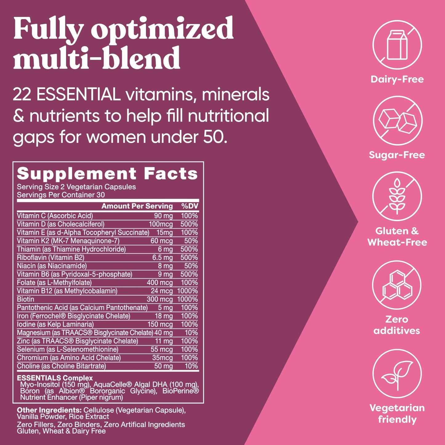 Next Gen Multivitamin for Women – 22 Vitamins for Immunity, Beauty, Brain, Energy, Bones & Heart | 60 Vegetarian Soft Capsules