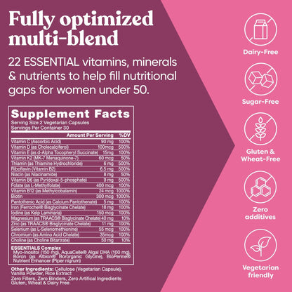 Next Gen Multivitamin for Women – 22 Vitamins for Immunity, Beauty, Brain, Energy, Bones & Heart | 60 Vegetarian Soft Capsules