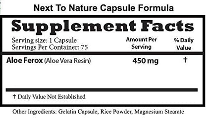 Next to Nature Aloe Vera Capsules – Herbal Regularity Support (75 capsules)