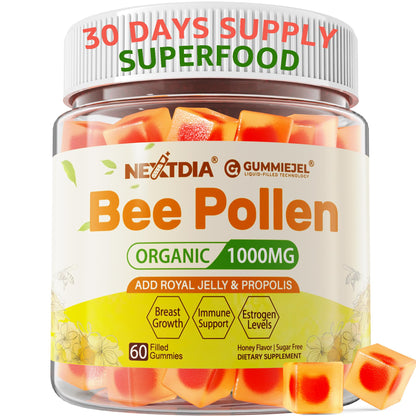 Nextdia Bee Pollen Organic 1000mg Gummies with Propolis & Royal Jelly | Sugar Free