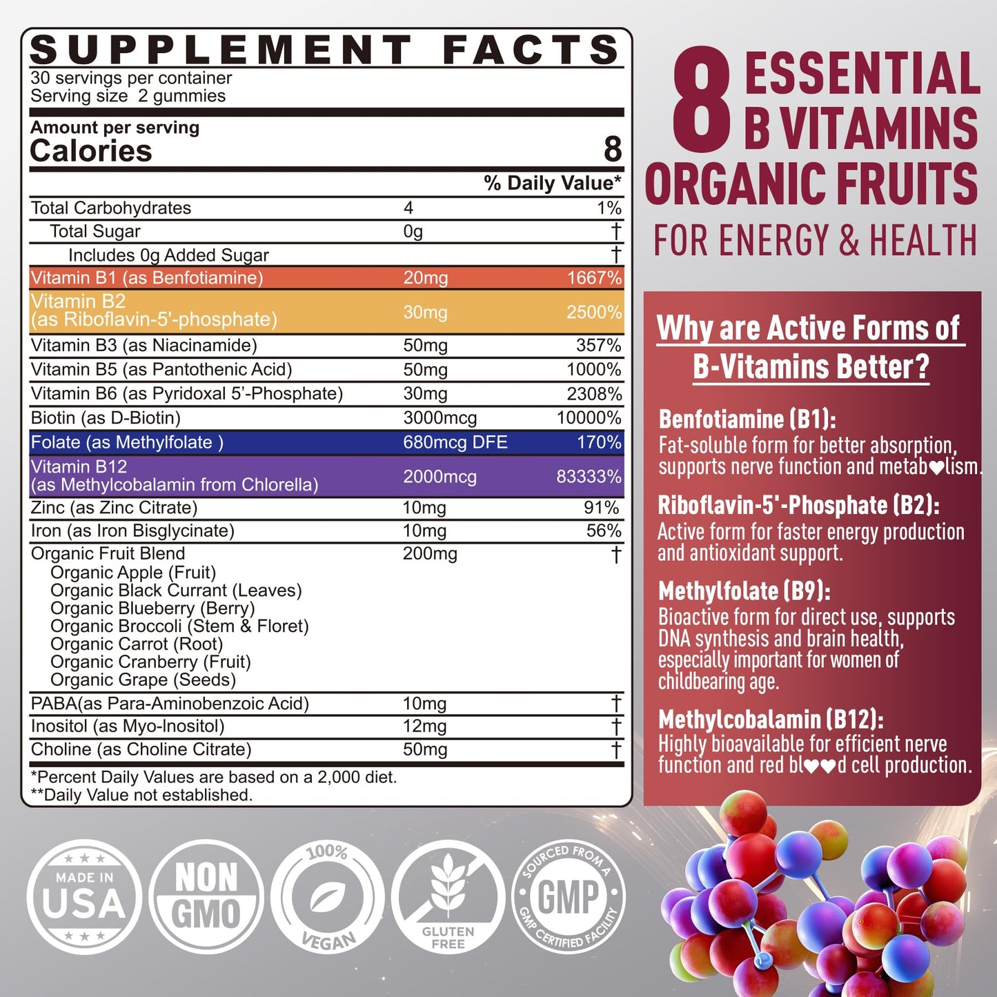 Nextdia Brain & Mood Support Gummies – Vegan B-Complex (120 Ct)