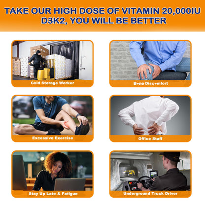 Nextdia Vitamin D3 20,000 IU + K2 MK-7 200 mcg | Strong Bones & Immunity (Pack of 2)