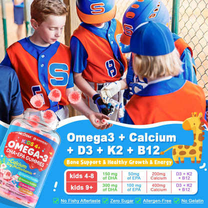 Nextdia Omega-3 Gummies for Kids – Multivitamin, Calcium, D3, K2, Zinc | Sugar Free