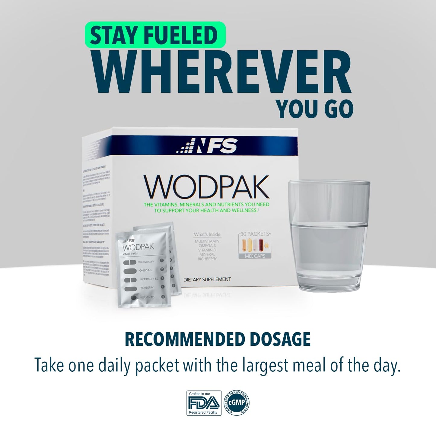 NF Sports WodPak Daily Multivitamin Pack – Berry Flavor, D3, Zinc & Omega-3 | 30 Servings