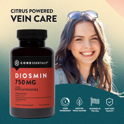 NGL Pure Diosmin 750 mg – Citrus Bioflavonoids for Blood Circulation & Leg Vein Health | 90 Capsules