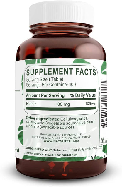 Natural Nutra Niacin 100 mg - Energy, Skin & Digestion | Non-GMO, Gluten-Free, 200 Tablets (Pack of 2)