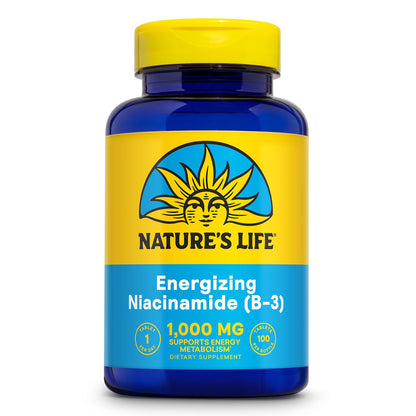 Nature's Life Niacinamide 1000mg No-Flush Niacin – B3 for Nerve, Energy & Metabolism | 60-Day Guarantee | 100 Servings