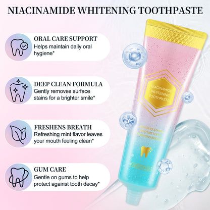 Niacinamide Whitening Toothpaste – Mint & Peach, 3.53oz (2-Pack)