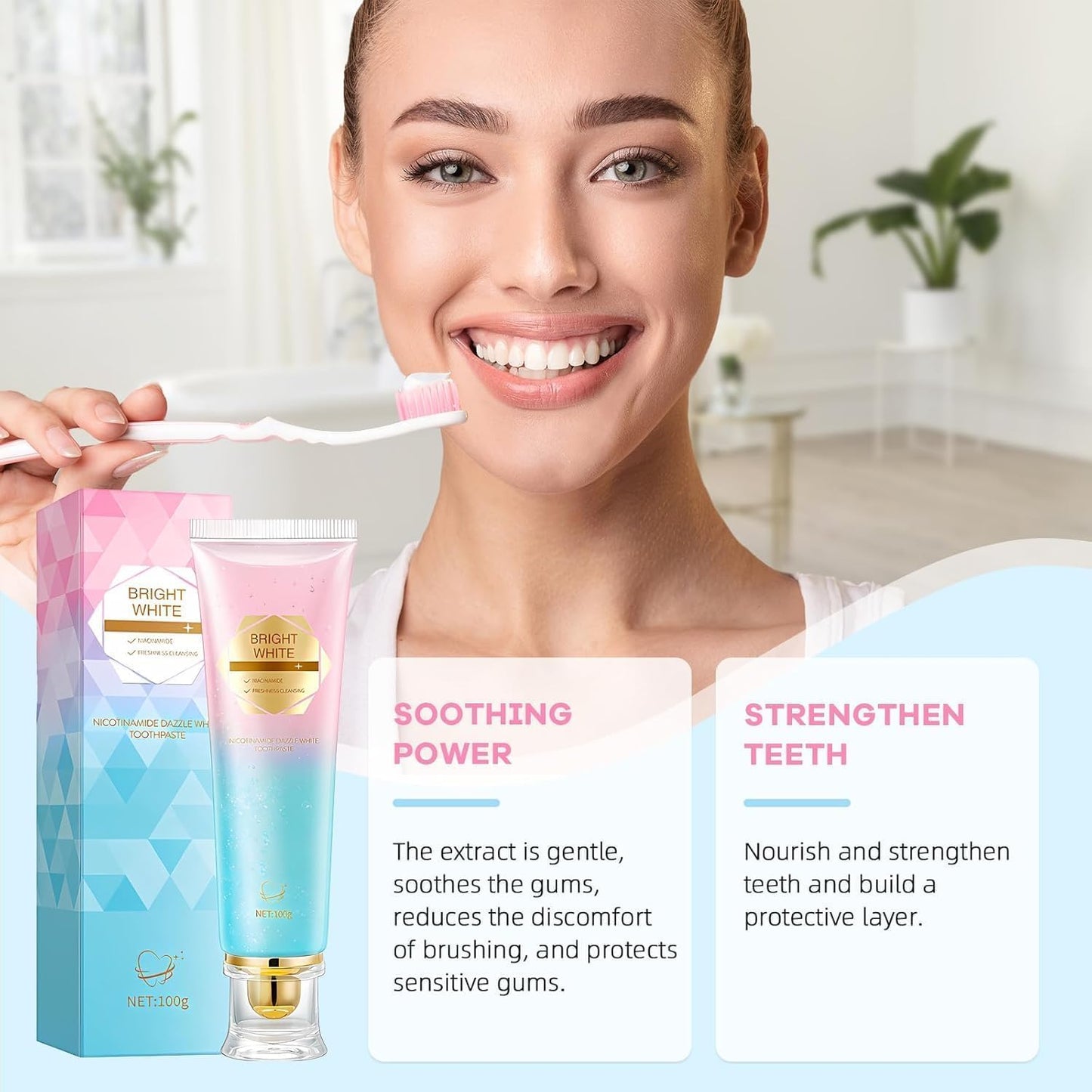 Niacinamide Whitening Toothpaste – Intensive Whitening, Enamel Protection, Fresh Breath & Stain Removal (Daily Use)