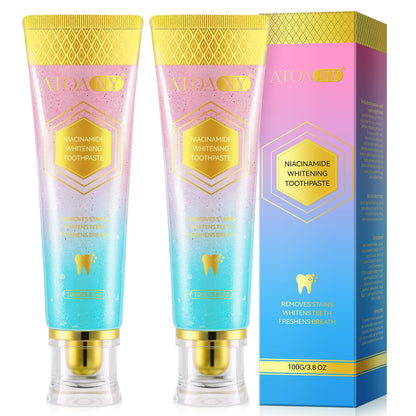 Niacinamide Whitening Toothpaste 2 Pack – Enamel Safe, Fresh Mint & Peach