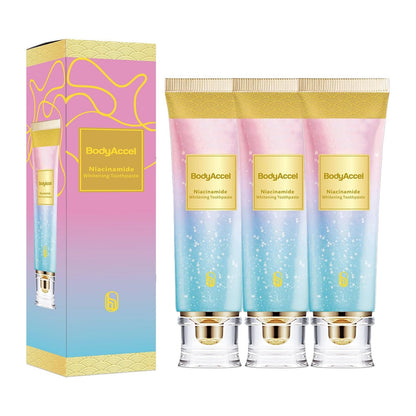 3 Pack Niacinamide Whitening Toothpaste | BodyAccel Triple Whitening, Stain Removal & Fresh Breath