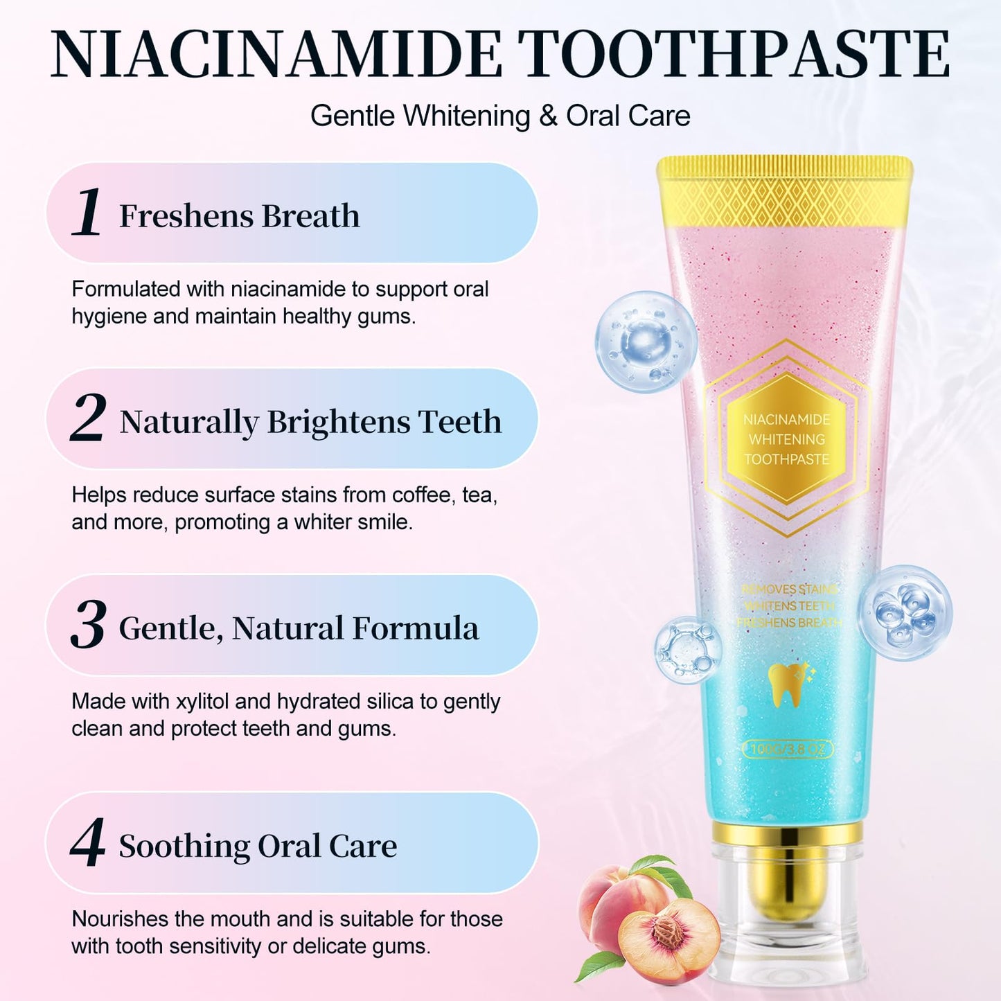 Niacinamide Whitening Toothpaste – 3.8 oz | Fresh Breath & Stain Removal