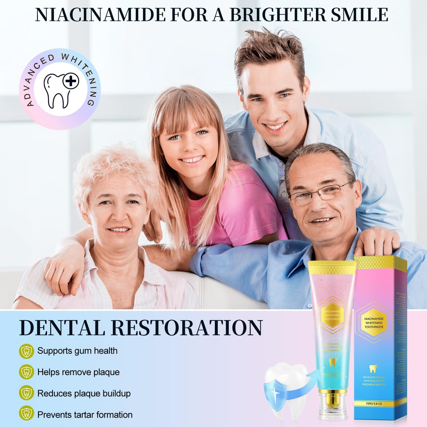 Niacinamide Whitening Toothpaste – 3.8 oz | Fresh Breath & Stain Removal