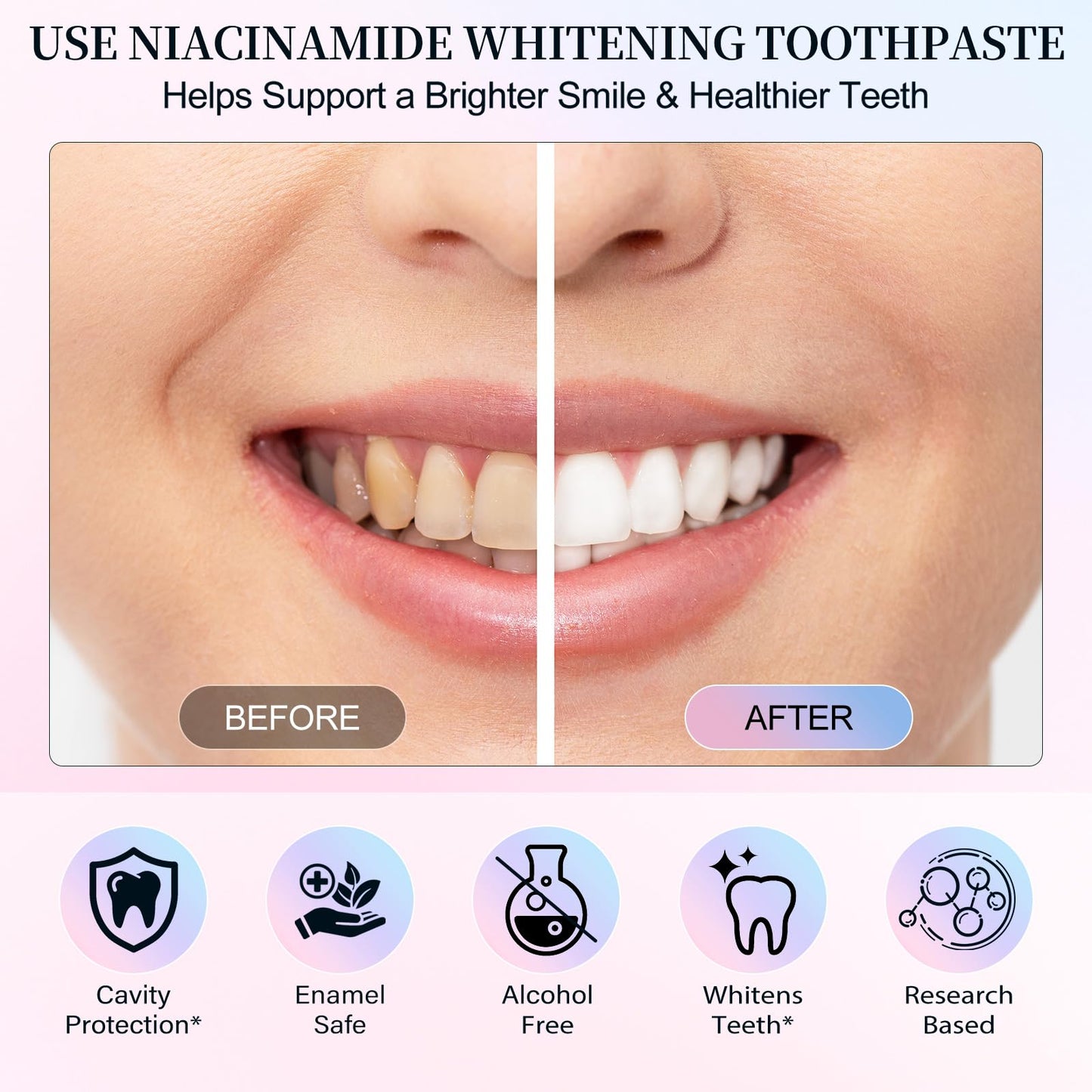 Niacinamide Whitening Toothpaste | Intensive Whitening, Stain Removal, Enamel Protection (1PC)