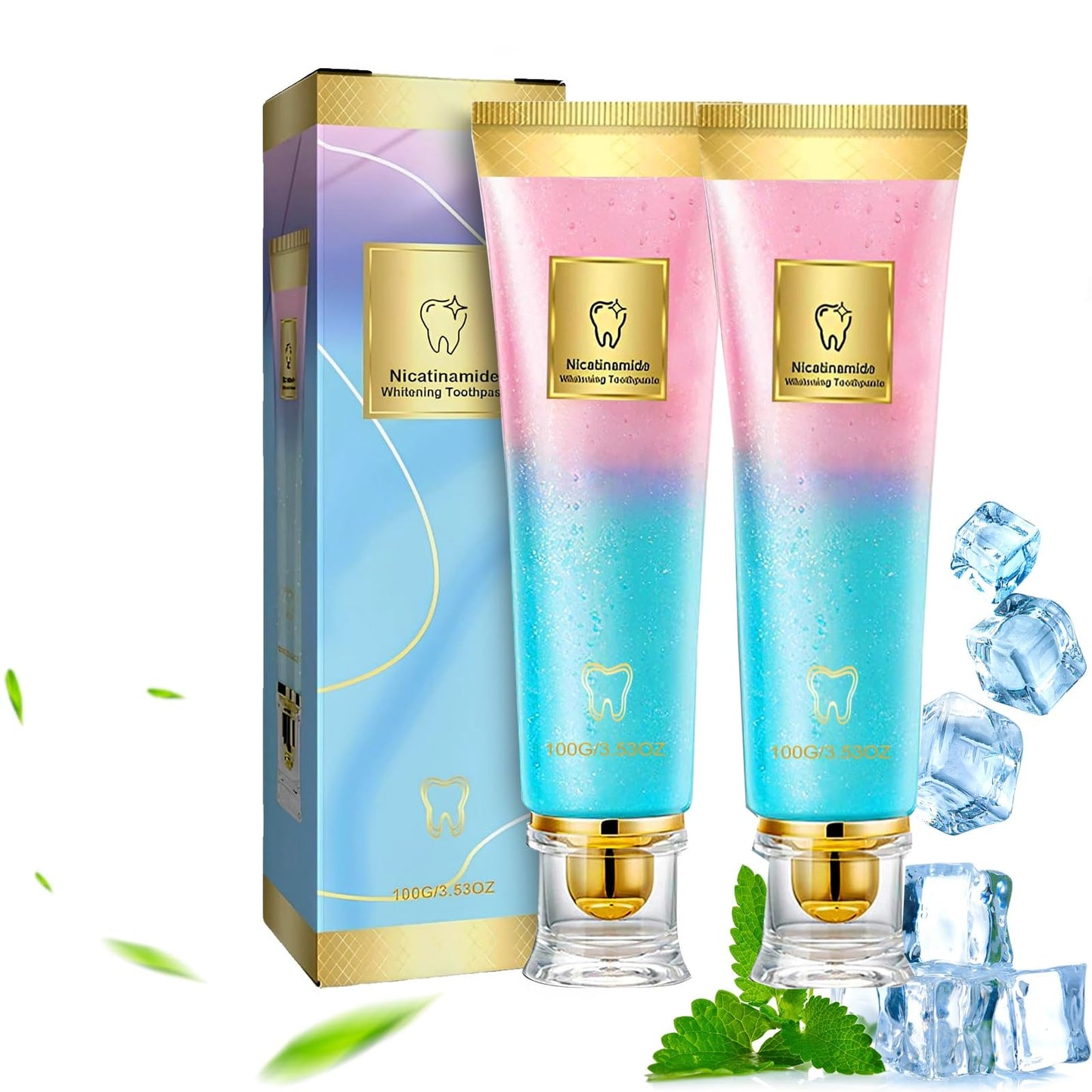 2Pcs Niacinamide Whitening Toothpaste – Bright White, Fresh Breath, Stain Removal