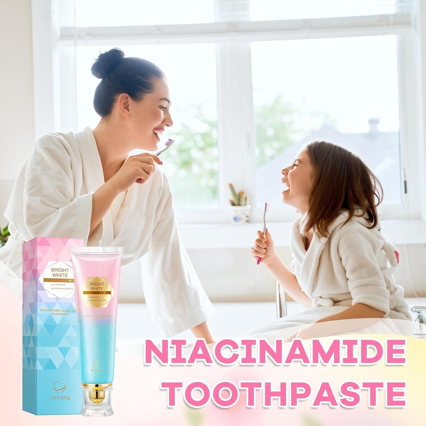 2PC Niacinamide Whitening Toothpaste – Gentle Mint, Fresh Breath & Stain Removal