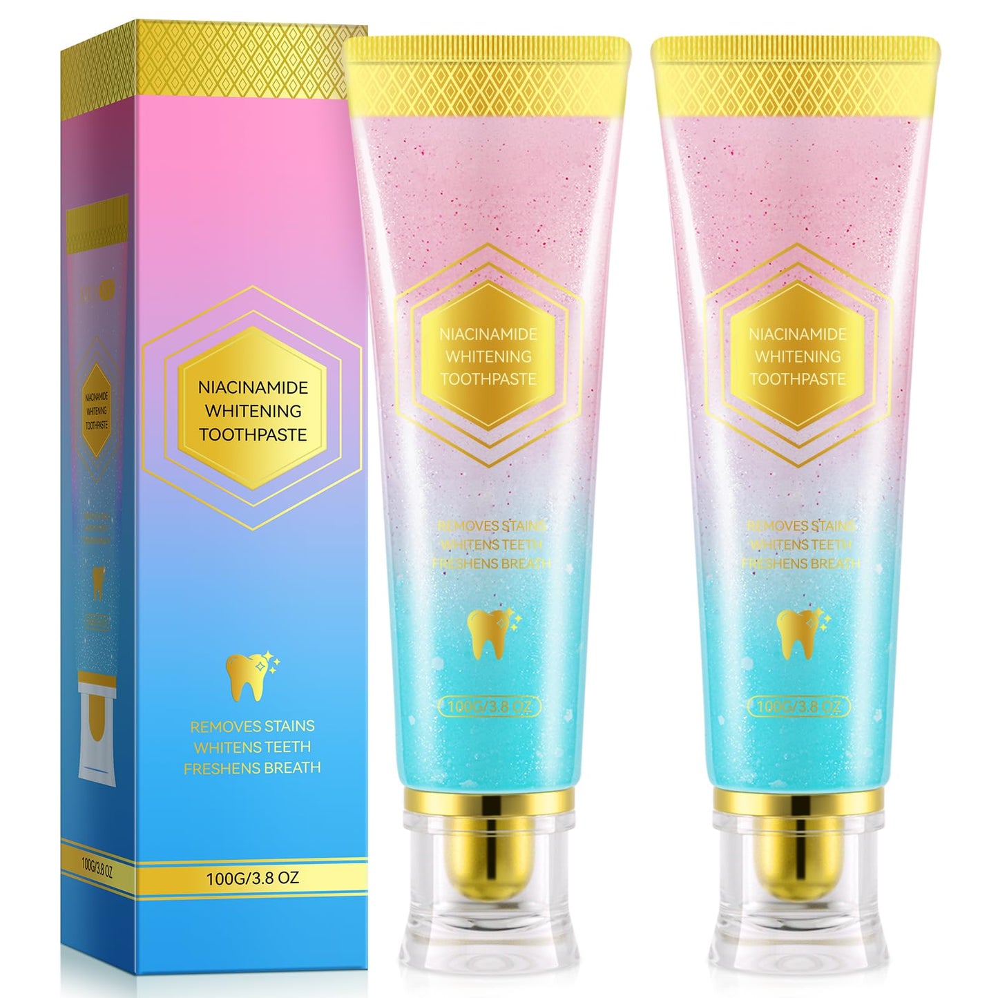Niacinamide Whitening Toothpaste – 2 Pack, Gentle Care, Stain Removal, Gum Health & Enamel Protection