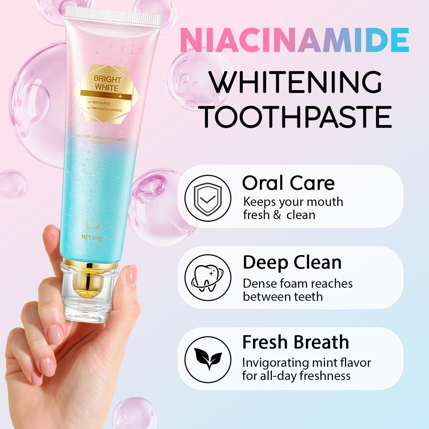 2Pack Niacinamide Whitening Toothpaste – Gentle Whitening, Peach Flavor, Gum Health
