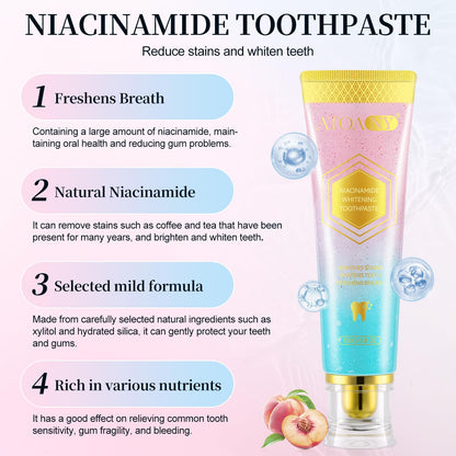 Niacinamide Whitening Toothpaste – Natural Gentle Care, Deep Stain Removal, Fresh Breath, Gum Health | 3.8 oz