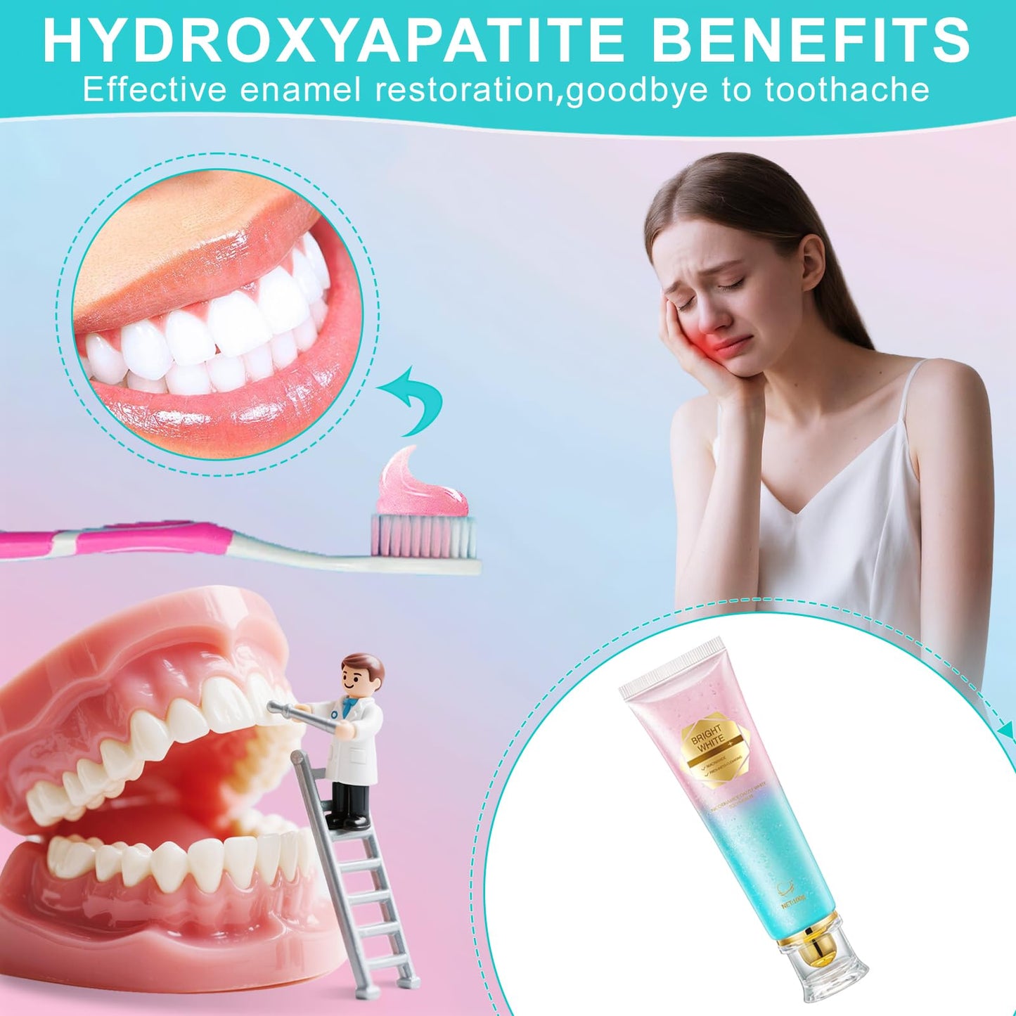 Niacinamide Whitening Toothpaste - Gentle, Fluoride-Free for Fresh Breath & Oral Health