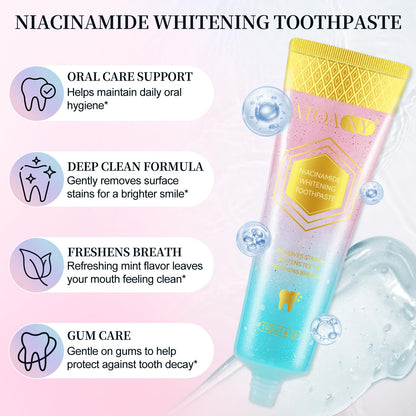 Niacinamide Whitening Toothpaste – Intensive Triple Whitening for Deep Stains, Enamel-Safe, Mint-Peach Flavor, 3.5oz