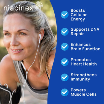 Niacinex NAD+ NR Supplement - 600mg Nicotinamide Riboside - Healthy Aging, Clarity & Energy - 60 Capsules - Made in USA