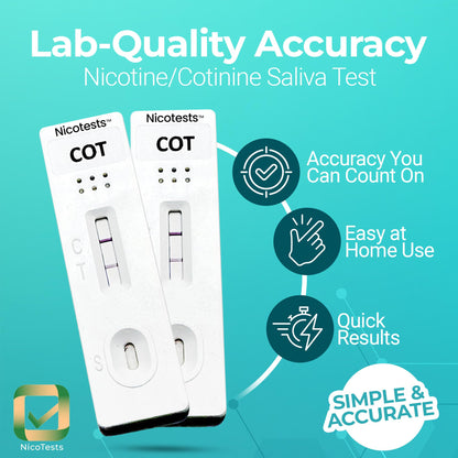 Nicotests Ultra-Sensitive Smoking Test Kit - Saliva Nicotine 10 ng | 5-Pack
