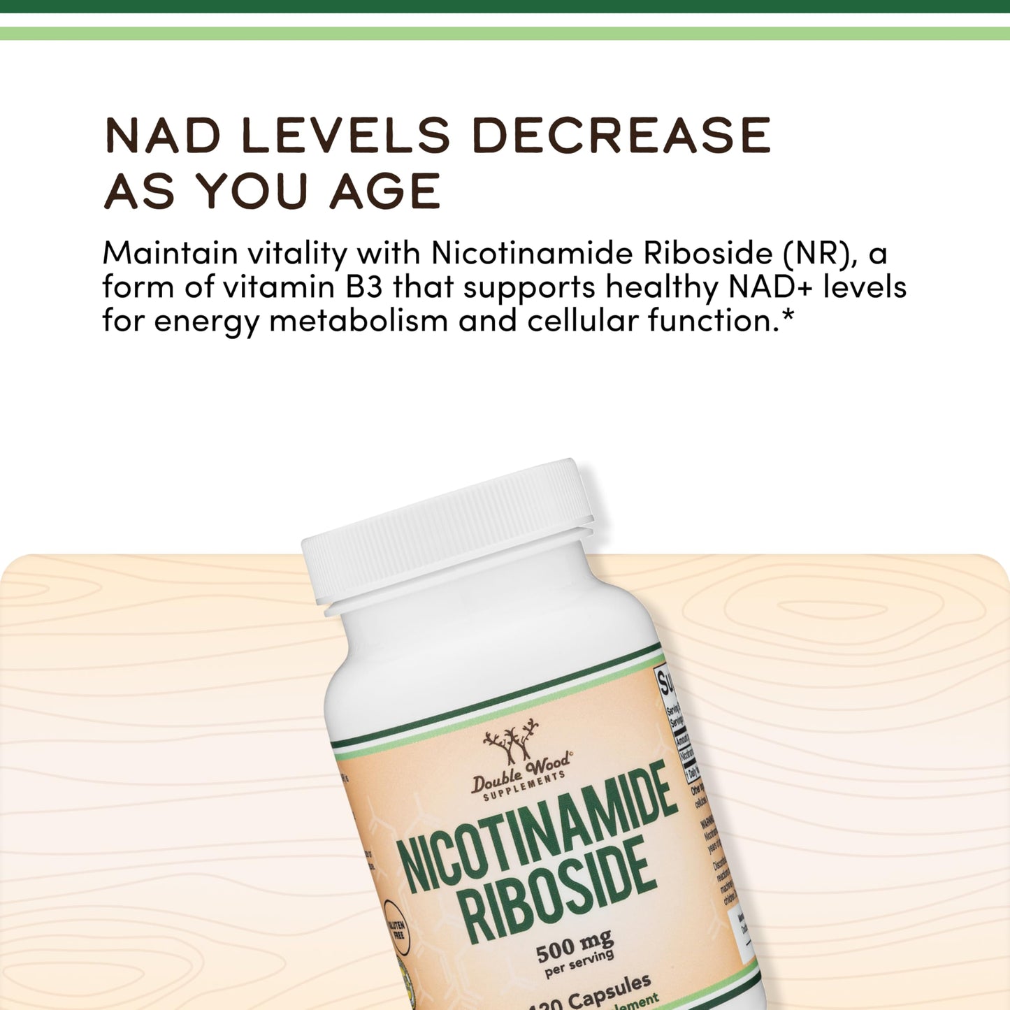 Nicotinamide Riboside NR – NAD+ Support Supplement | Double Wood