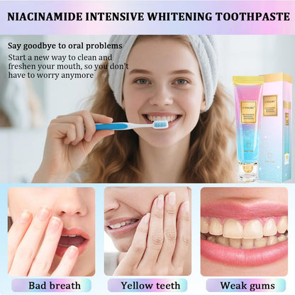 Nicotinamide Whitening Toothpaste - Enamel Protection, Fresh Breath & Stain Removal | Fluoride-Free for Sensitive Teeth (3.8oz/100g, 2P)